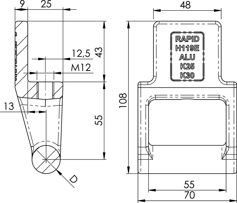 Scharnier Rapid H119E Alu-K30/13